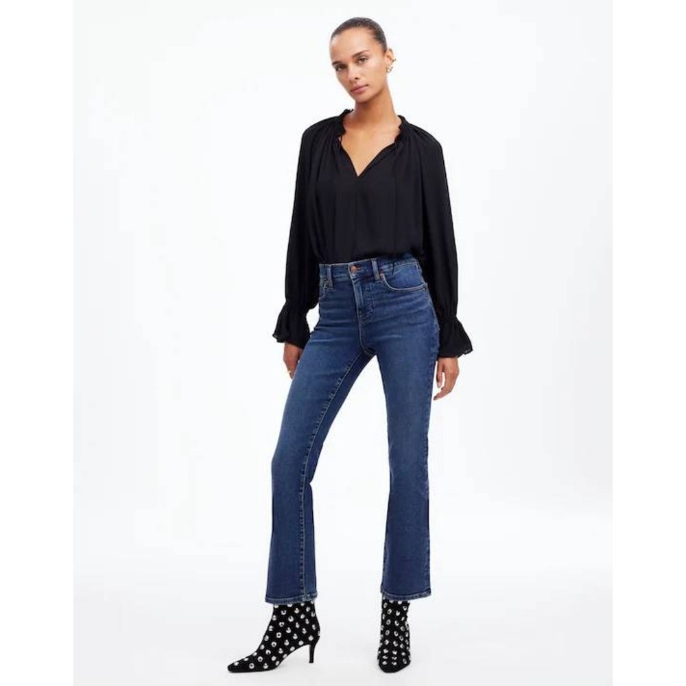 Madewell Mid-Rise Kick Out Jeans Dark Wash Blue Flare Denim Size 30